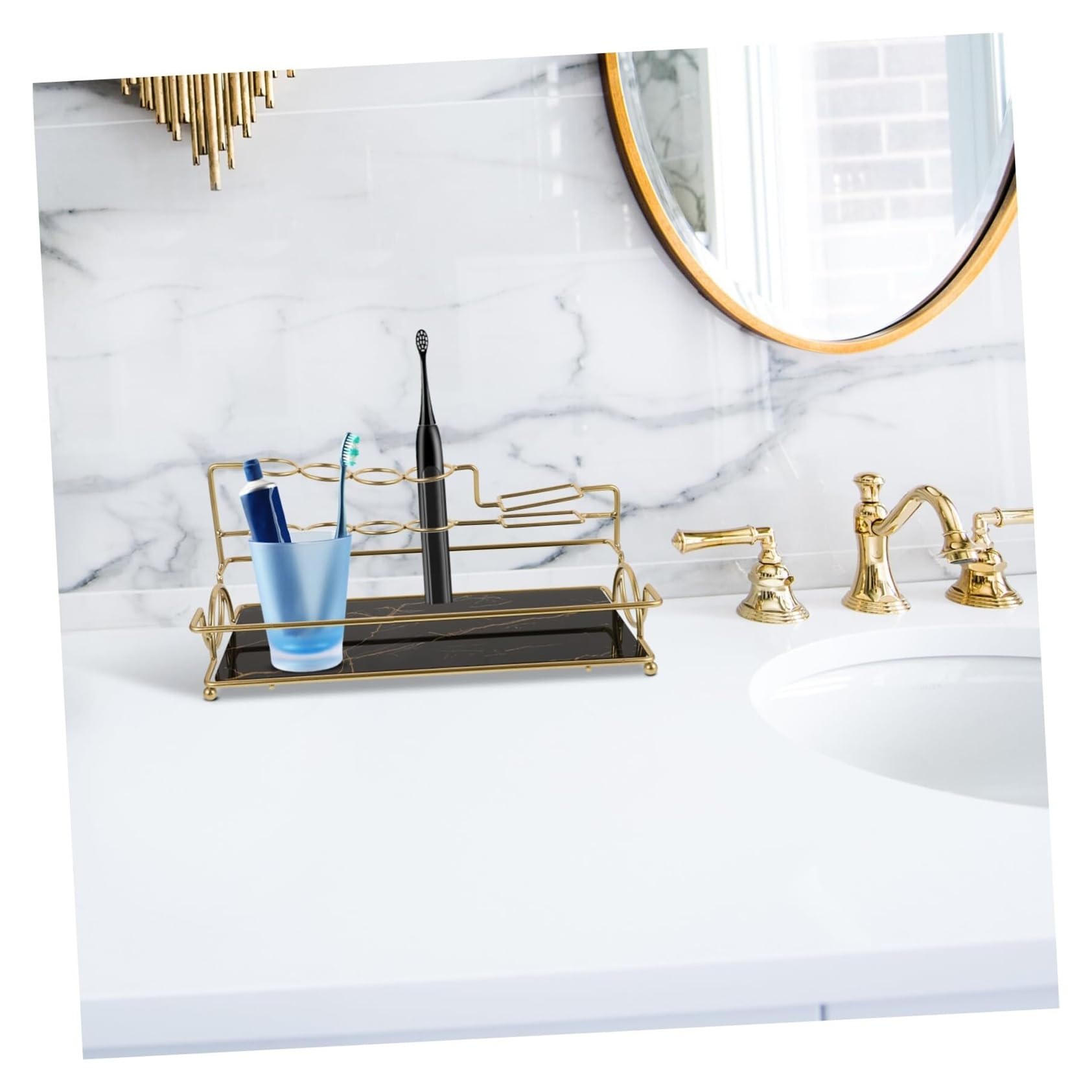 Soportes para cepillos de Dientes Estante de Almacenamiento encimera for baño, Organizador Multiusos for Cepillo Dientes Organizador de Accesorios(Black)