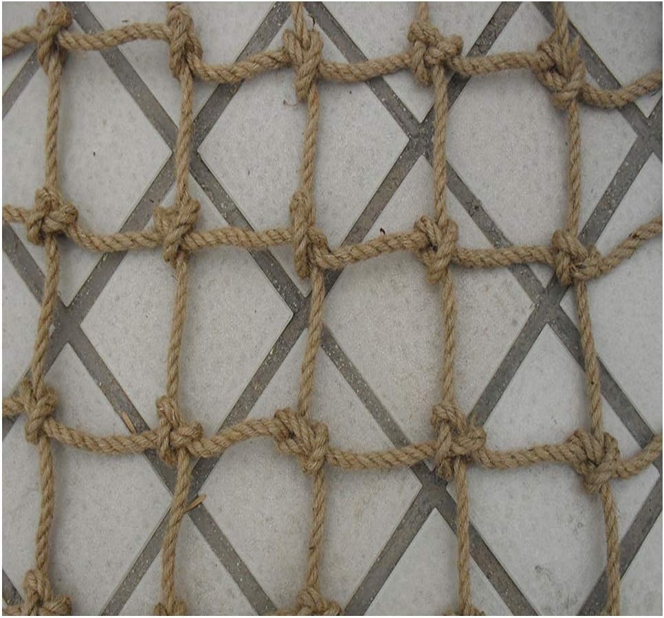 Jute Hemp Netting,Rope Net for Playground, Heavy Duty Climbing Net Stair Protective Net Balcony Decor Netbirds Rope Net Outdoor Playground Fence Garden Netting Automotive Cargo Nets(1x4m(3.2