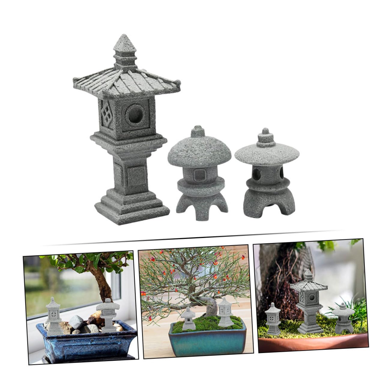 Toyvian 5 Sätze Mini Garten Ornament Teiliges Deko Mit Laterne Für Zen Für Garten Und Innenräume Geschenkidee Für Gartenliebhaber 3 Stück * 5