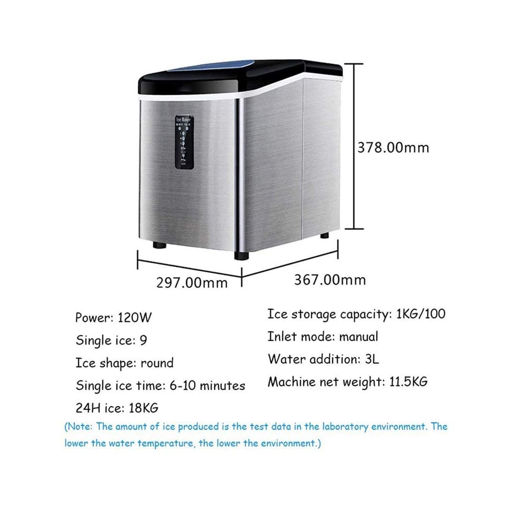 Máquina de Hielo Transparente portátil Countertop Ice Ice Machine 39 Ibs/24 Hours - Cubitos de Hielo listos en 8 Minutos 2.2 Ibs Almacenamiento de Hielo
