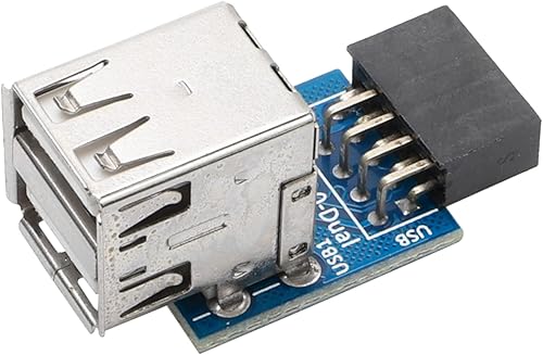 JIUWU 9 Pin USB 2.0 Hembra Pin Header to Dual USB2.0 Puerto Adaptador de Doble Decker Tipo