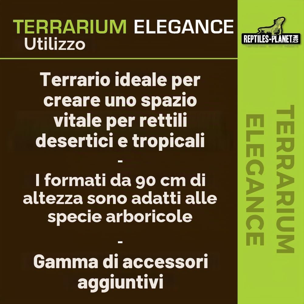 Reptiles Planet Alluminio Elegance Terrario per Rettile/Anfibio 100 x 45 x 50 Nero