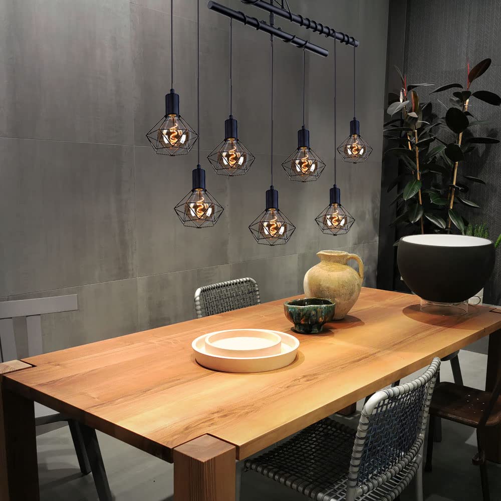 Decken Pendellampe Aus Holz & Metall – Käfig-Hängeleuchte Für Wohn- & Esszimmer, Boho-Vintage