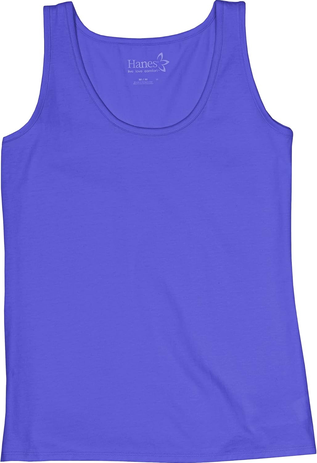 Hanes Women's Scoopneck Cotton Jersey Tank, Classic Cotton Tank Top, Lightweight Cotton Tank for Women Large Petal Purple