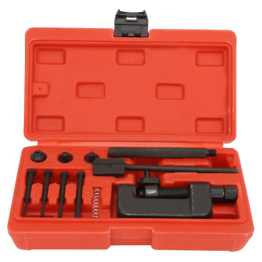 Interruttore a catena, strumento per catena, set di strumenti manuali per rivettatura per rottura catena del motociclo, kit di strumenti di riparazione per rivettatura a collegamento divisore per bici