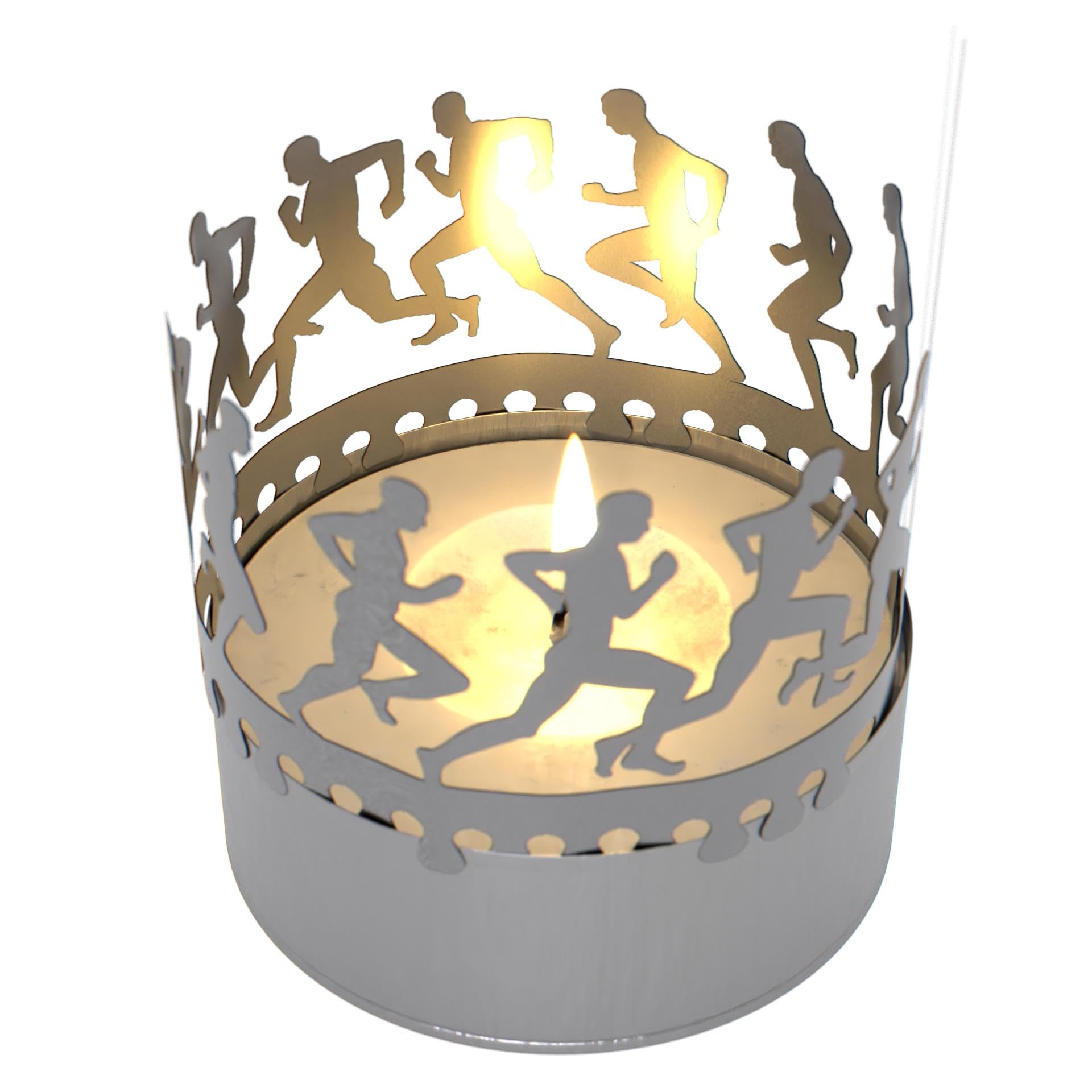 13Gramm Silver Running Trial Shadow Play Candle Attachment - Motif Of Runner Silhouette For Beautiful Shadow Projection - Unique Gift For Fitness Enthusiasts