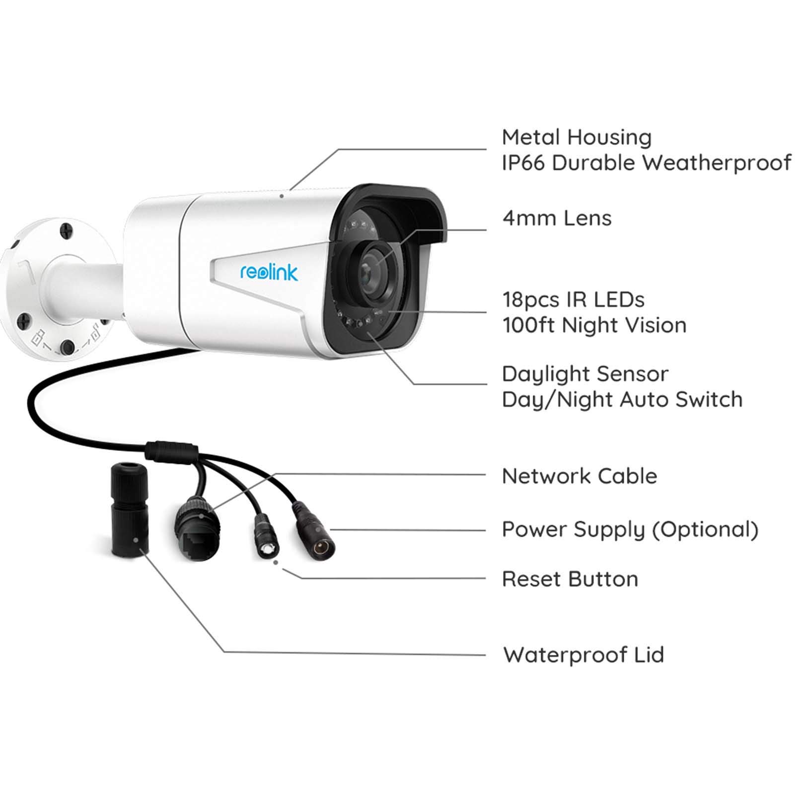 Reolink B800 4K Ultra HD 8MP Addon PoE IP Security Camera Outdoor