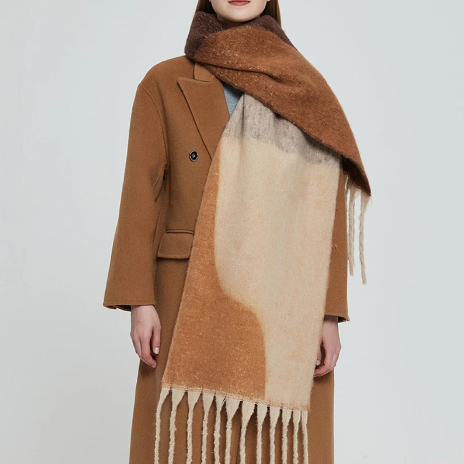 Sciarpa Scialle Invernale Sciarpe Sciarpa da Donna Invernale con Stampa Vintage, con Nappe, Foulard Lungo Avvolgente, da Uomo