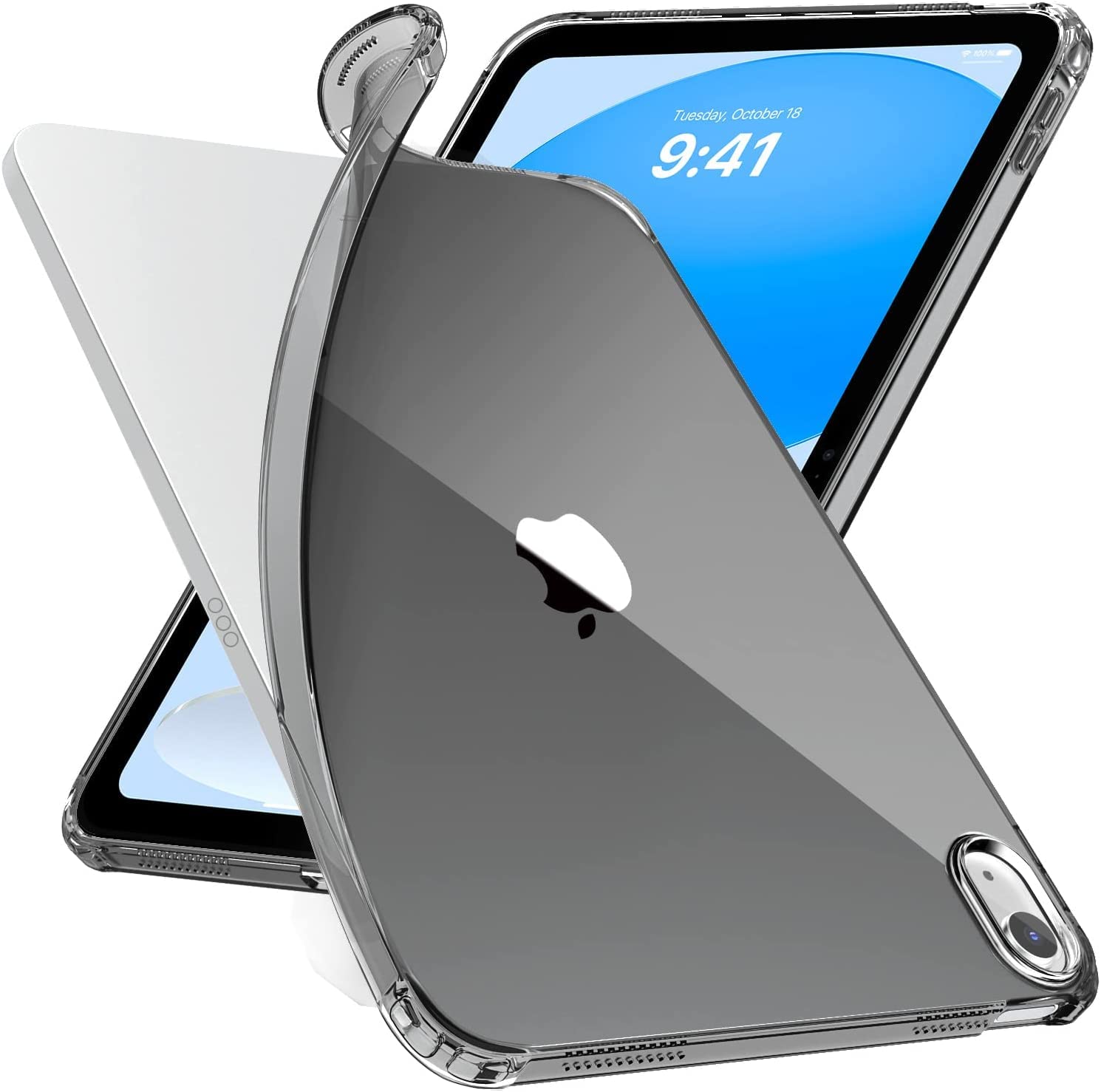 MOCA iPad 10th Gen 10.9 Inch 2022 Case - Soft TPU Back Cover with Shockproof Raised Edge (Black)-image-30