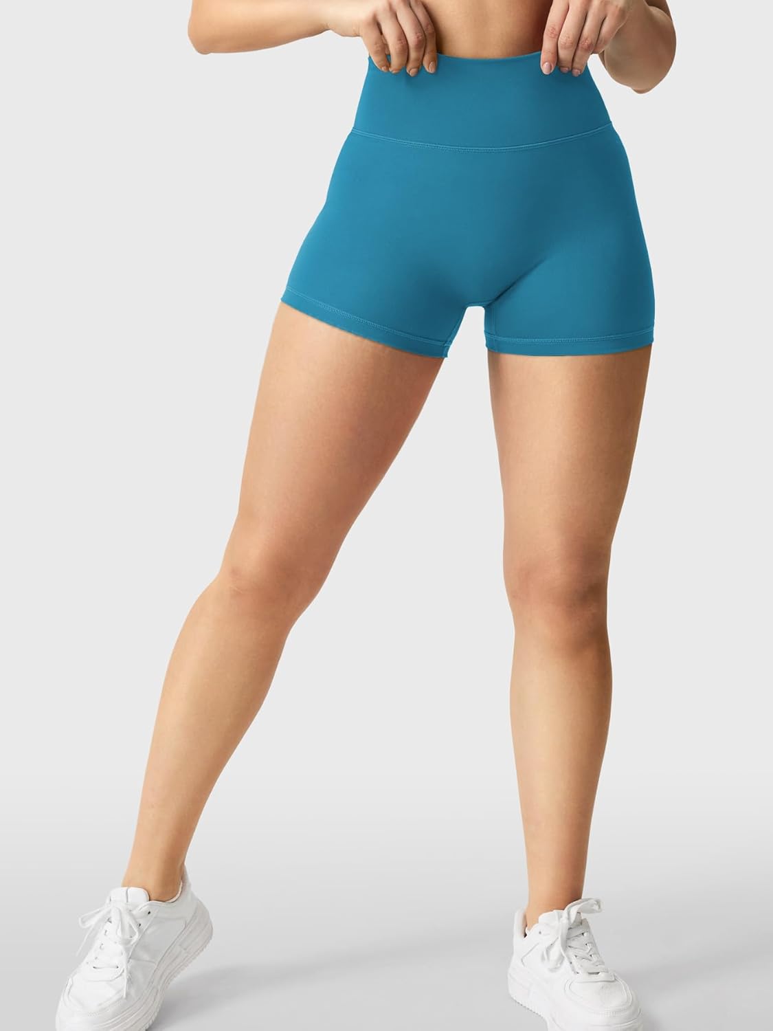 YEOREO Women's Biker Shorts 2.5" No Front Seam Elysina High Waist Hidden Scrunch Workout Gym Yoga Running Shorts - Image 5