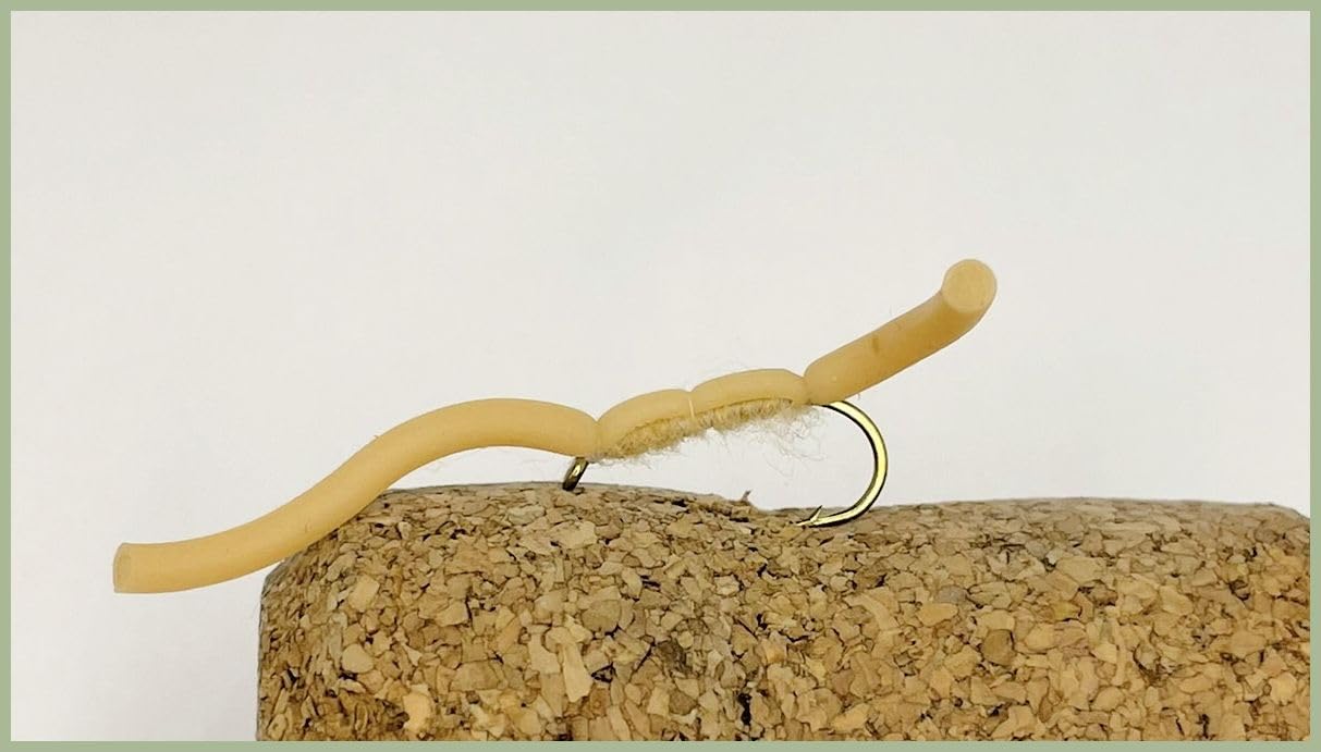 Barbless Squirmy Worm, Flies Earth Worm, Trout Flies, Size 10 Spandex favourites, Top selling. (12)