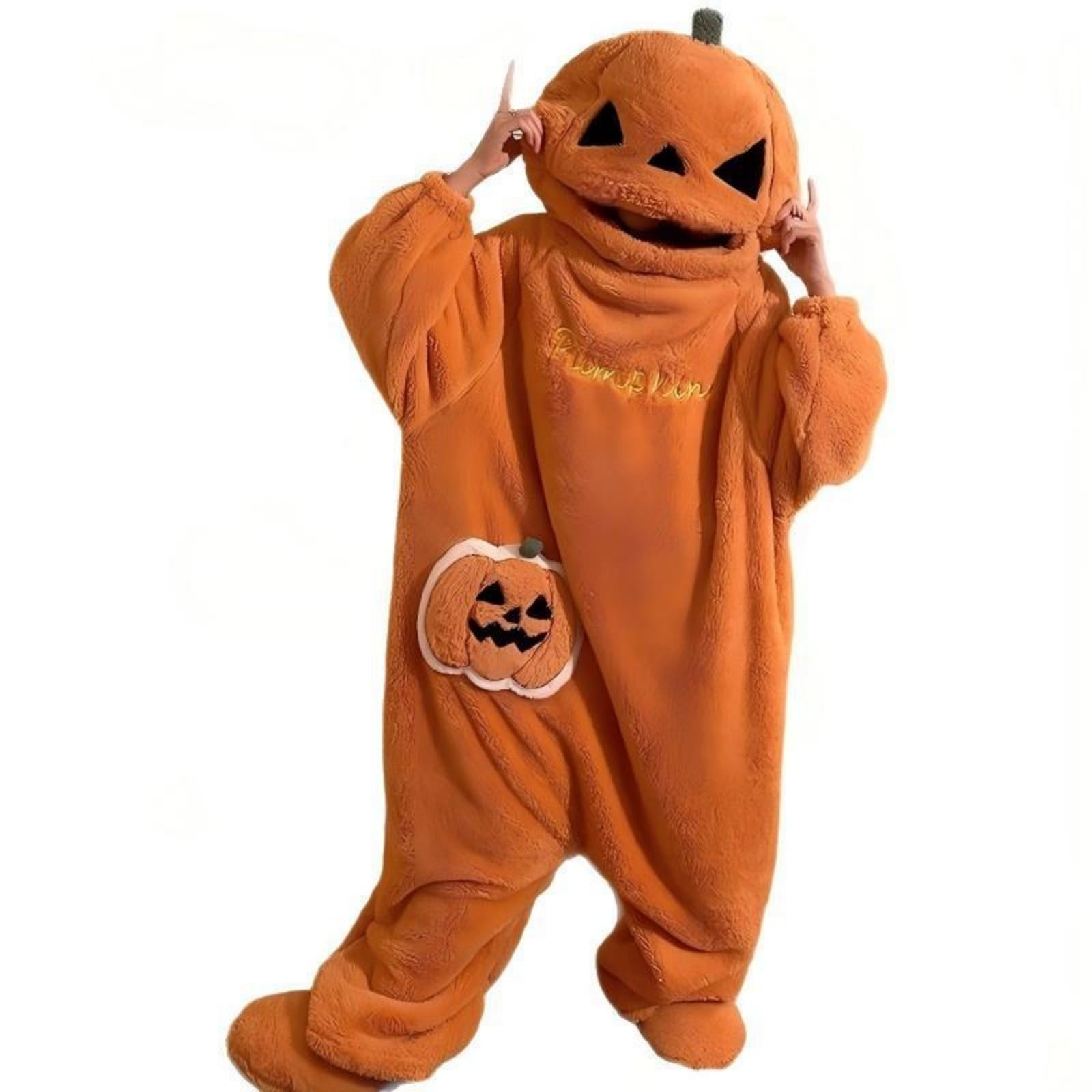 Halloween Kürbis Pyjama Einteiler Fleece Dick Warm Zuhause Kleidung