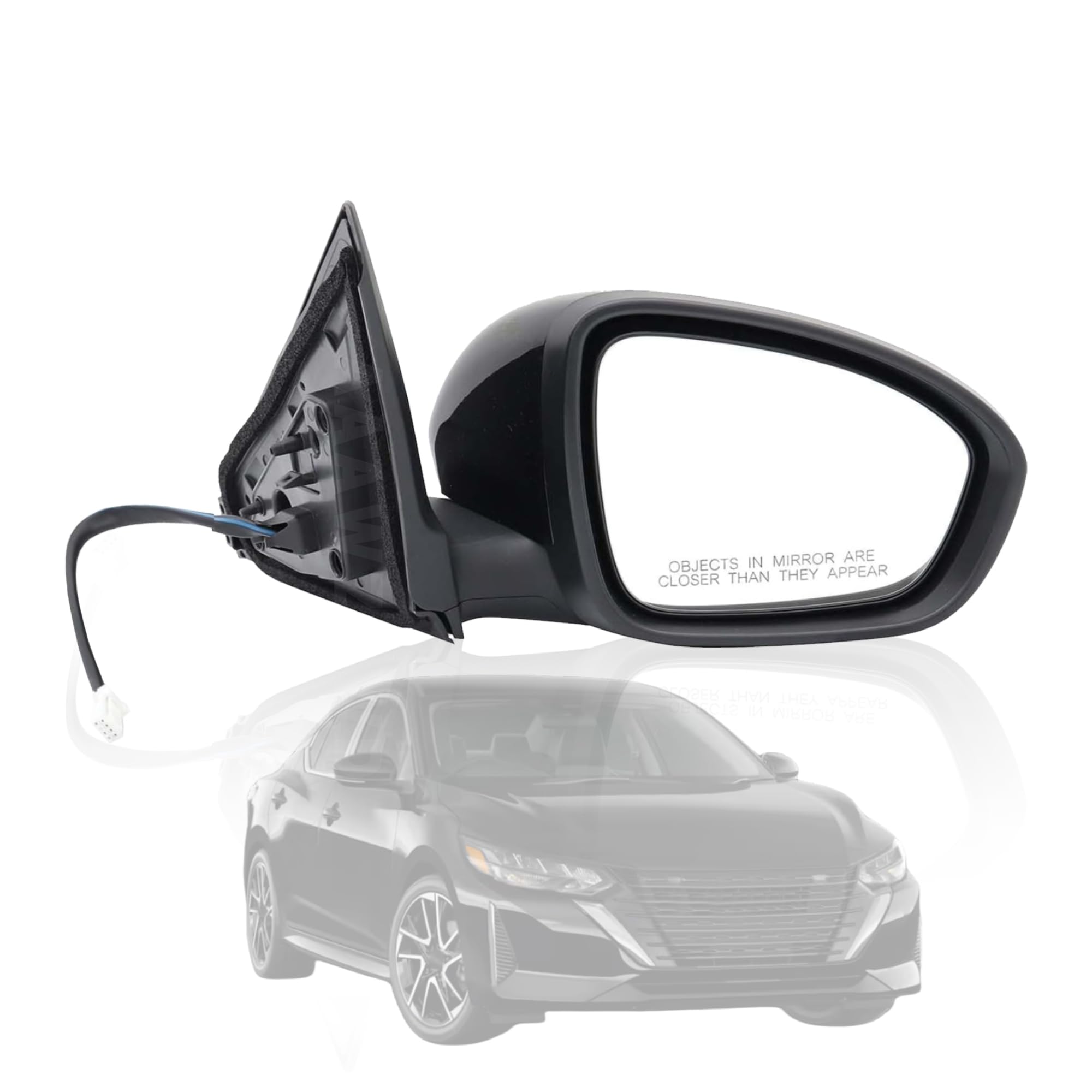 Passenger Side Power Mirror For Nissan Sentra S 2020-2022 - Right Side Black Manual Fold Replacement