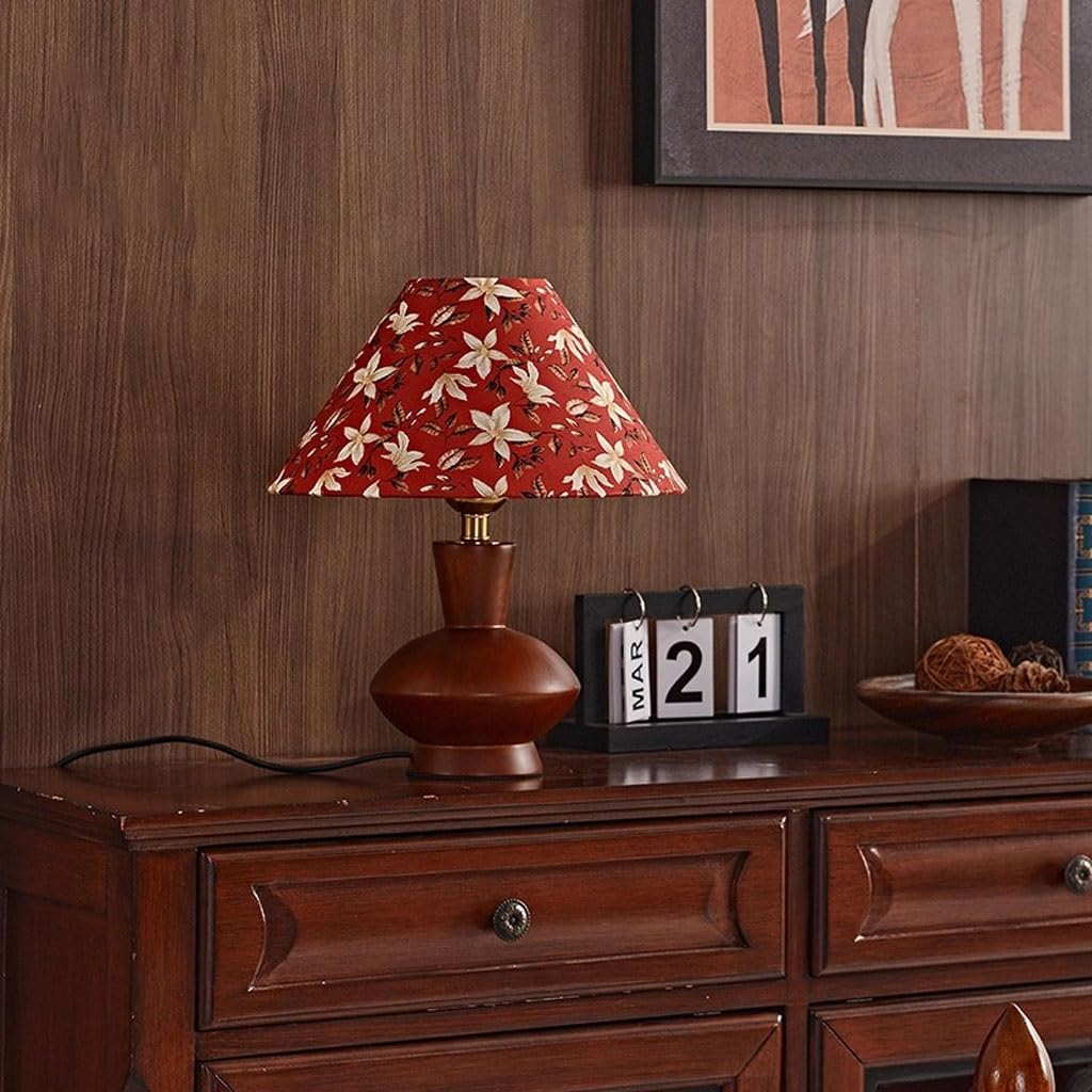 Lampe de Bureau Lampe De Table Mariage Style Rétro for La Maison, Décorative en Bois Massif for Chambre À Coucher, Salon, Armoire Latérale
