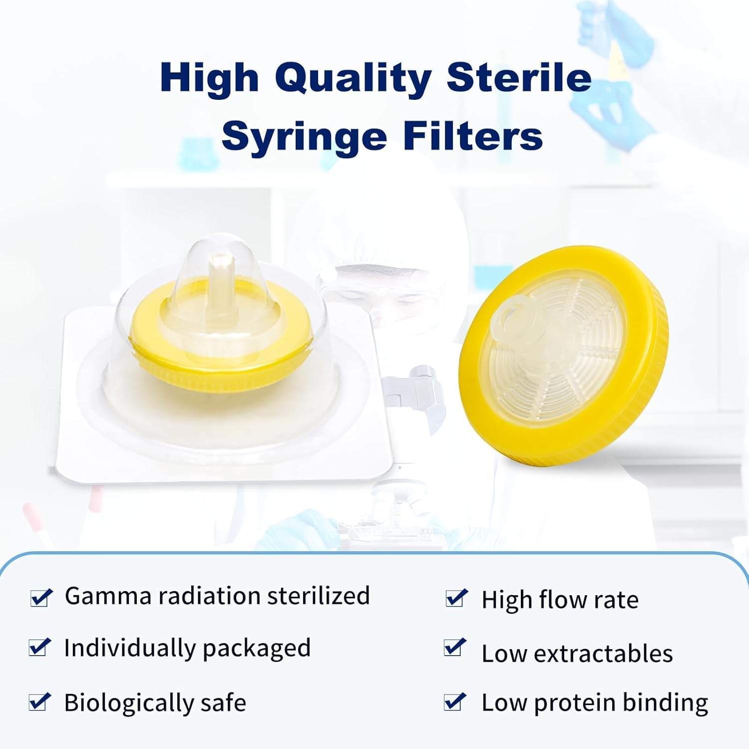 Sterile Syringe Filter PES 100 Pack, 0.22um Pore Size, 13mm Membrane Diameter, Hydrophilic Filtration High Throughput Sterile Packed Individually — Amazon image 4