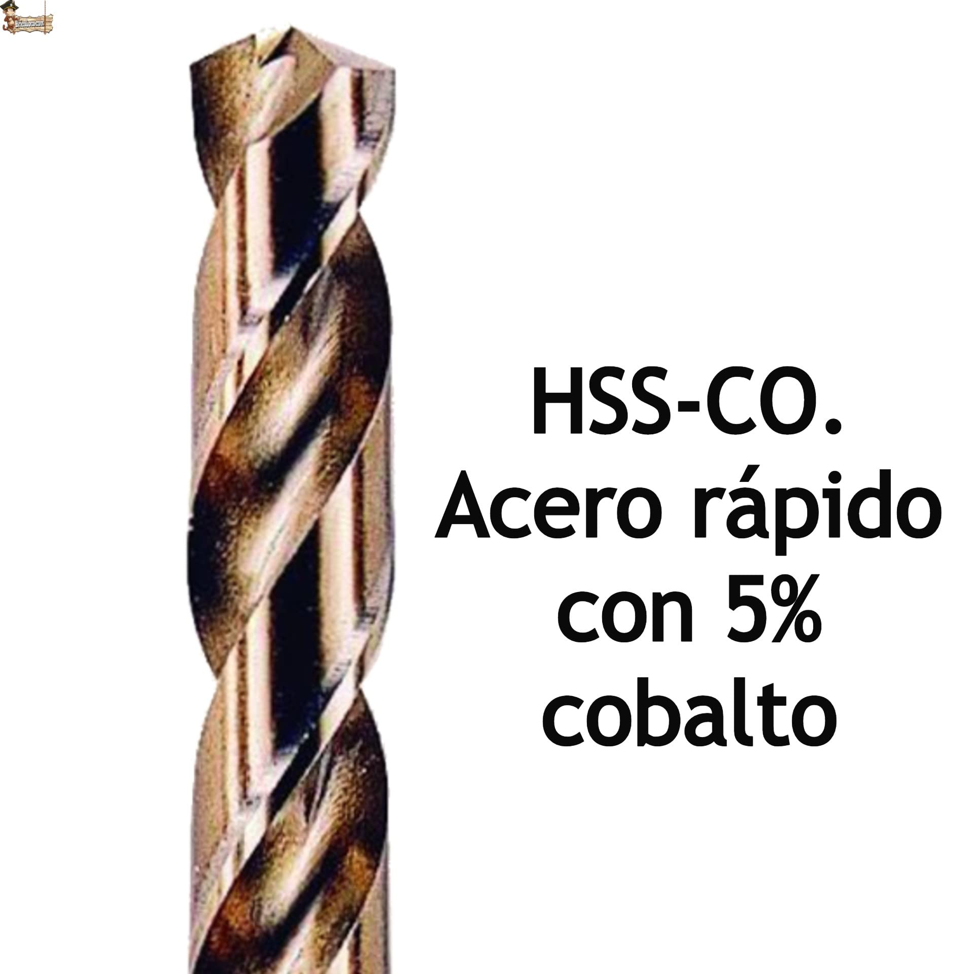 BricoLoco.com Broca metal acero rápido cobalto. HSS-CO. Caja 5 brocas de 12 mm. Aceros duros e inoxidables. Ángulo corte 130º. Mango cilíndrico. Industrial. (12 mm. Diámetro)
