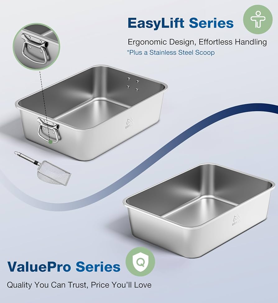 Amazon.com: Qiuma Stainless Steel Litter Box with Handle