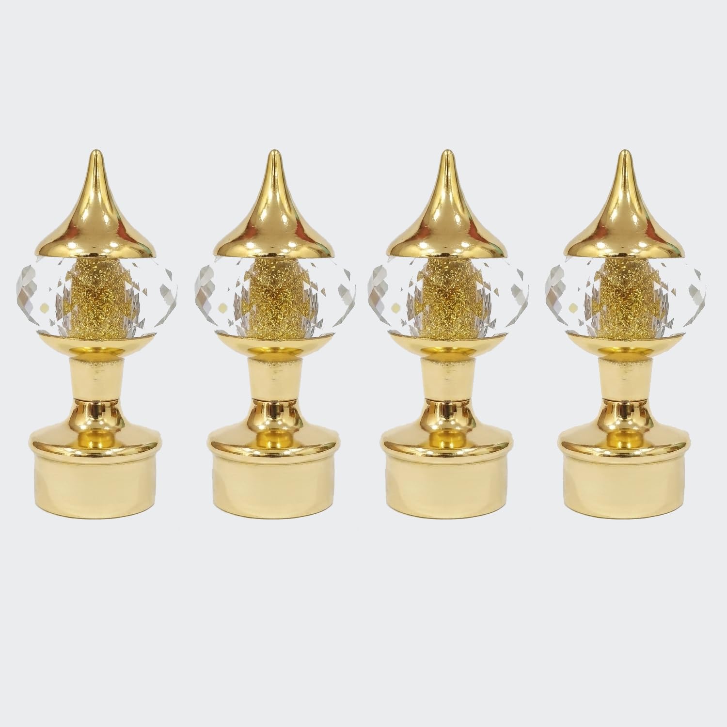 Gold Crystal Curtain Rod Finials Set for 1 Inch Rod, Aluminium Decorative End Caps with Diamond Design, Rust Resistant, Luxury accesories for Windows & Door. (2 Pair)-image-11