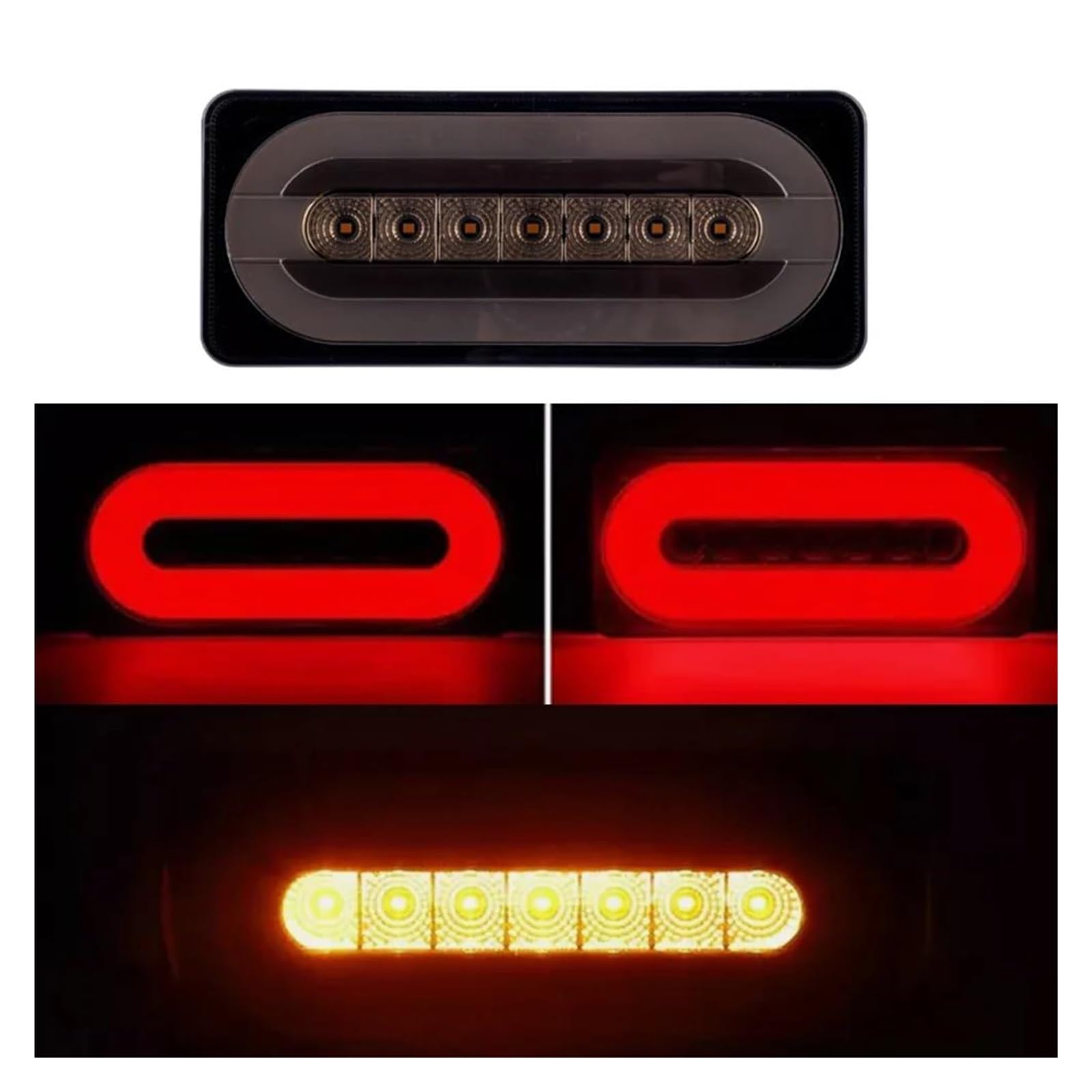 Générique Feux Arrière Frein À LED 2 Pièces Clignotant Indicateur Latéral Avertissement Stroboscopique Pour Voiture Camion Remorque Troisième Feu de Stop(Smoked)