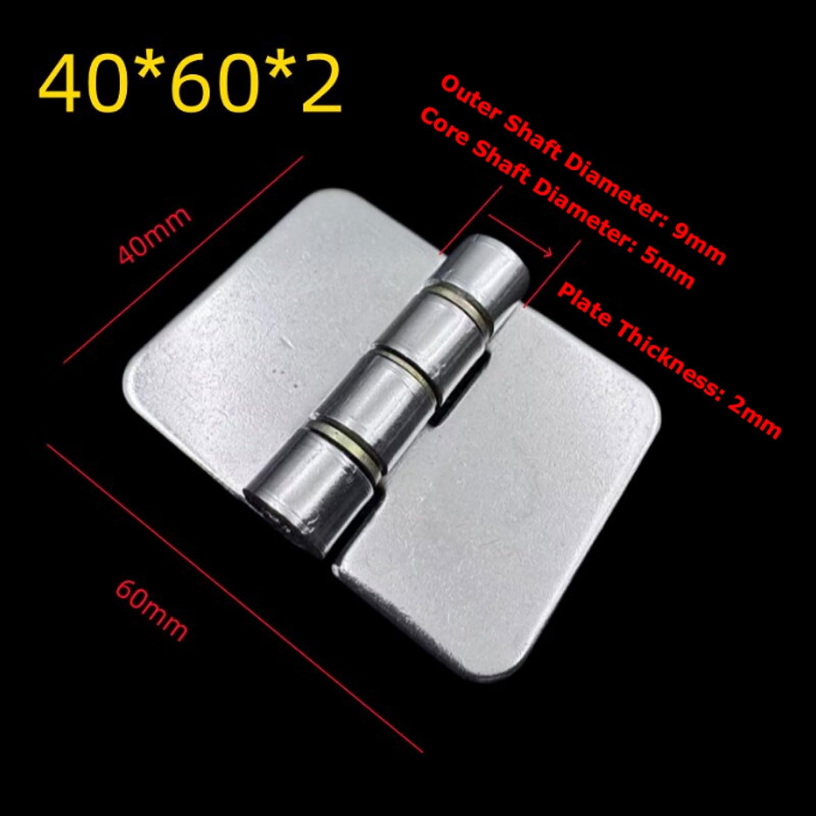 Bisagra sin costura de acero inoxidable 304 engrosada for caja gabinete eléctrico, hardware equipo industrial, 6 piezas(40 * 60 * 2mm)