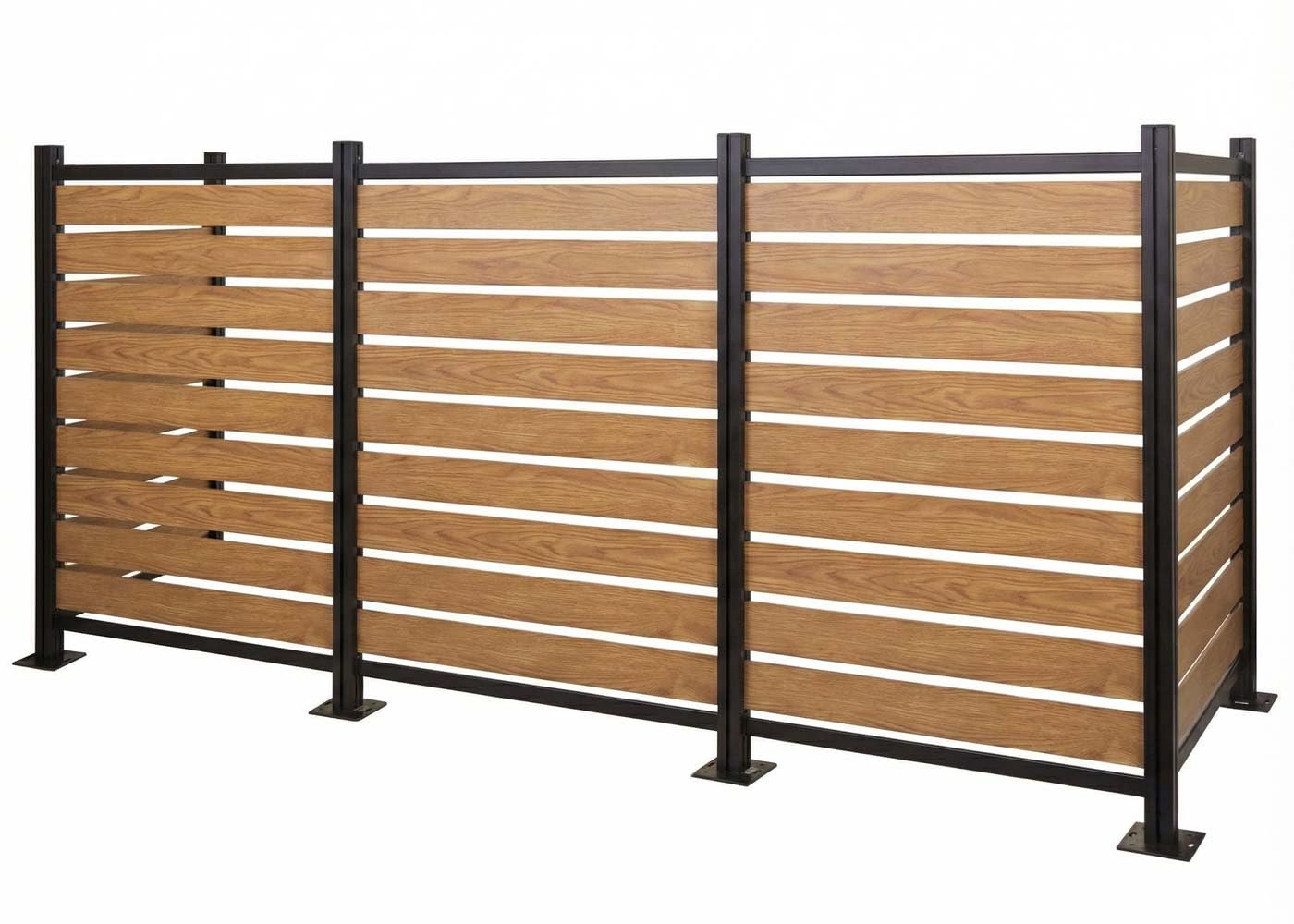 Recinzione fendivista bidoni box spazzatura rifiuti HWC-K57 alluminio aspetto legno 130x300x110cm - marrone chiaro