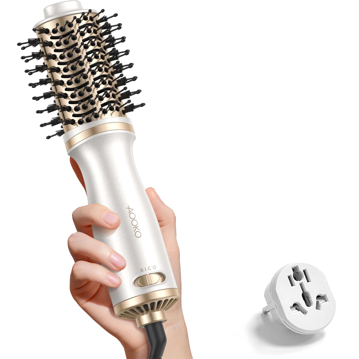 Dual Voltage Mini Hair Dryer Brush, 4 in 1 Blow Dryer Brush for European Travel, 120-240V for International Travel