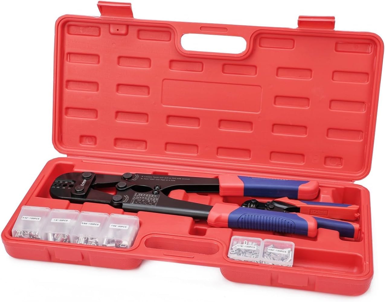 iCrimp Wire Rope Crimping Tool Set including Wire Rope Pliers, Wire Rope Cutter and Aluminium Loop Sleeves 3/64", 1/16"
