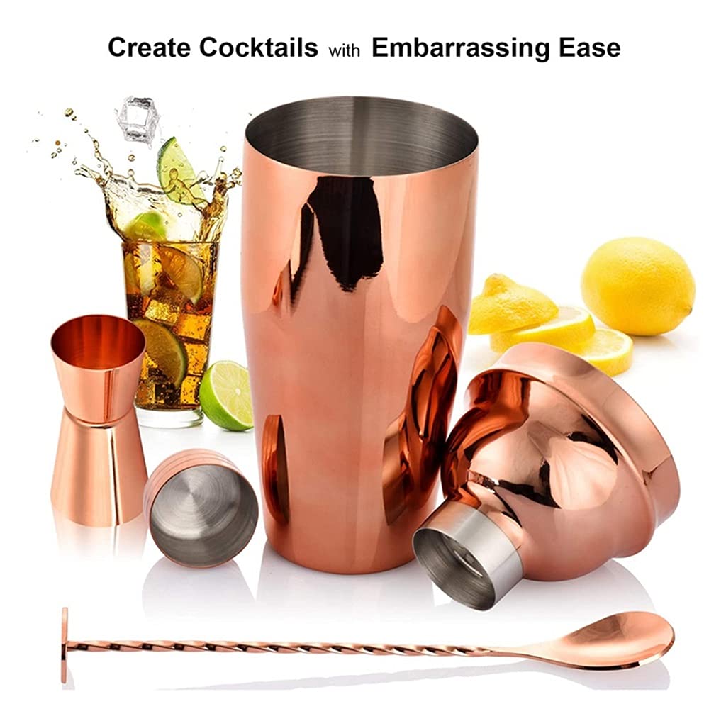 Conjunto De Coctelera, Kit De Barman, 6 Piezas De 25 Onzas De Agitador De 25 Oz con Jigger De Medición - Colador De Barman Incorporado