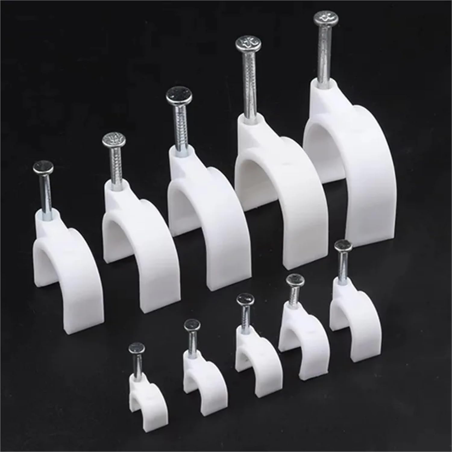 1000PCS Round Cable Wire Clips 4/5/6/7/8/9/10/12mm Cable Management Electrical Wire Cord Tie Holder Circle Cable Clips(7mm 100pcs)