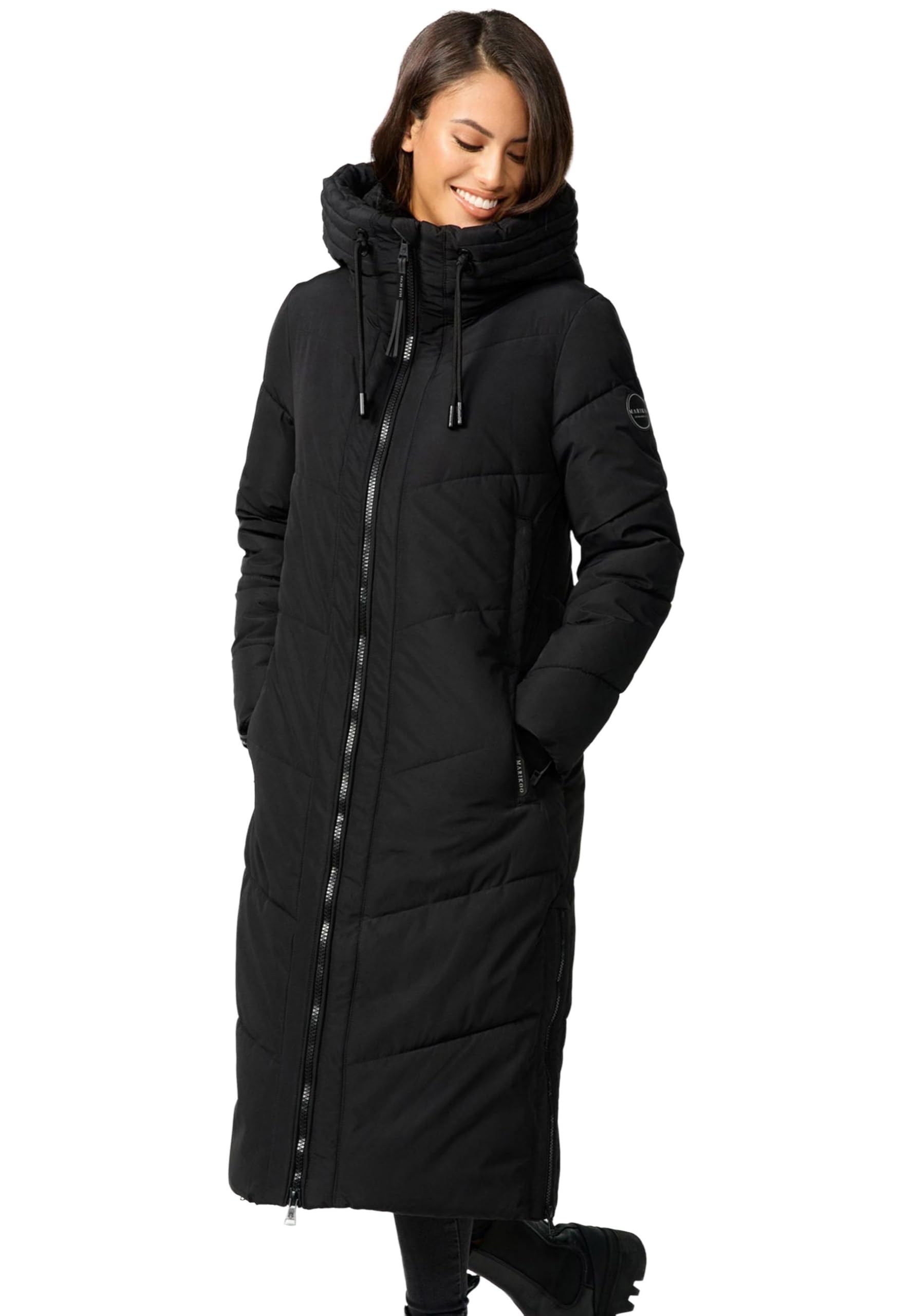 MARIKOO B979 Warme winterjas voor dames, lange gewatteerde parka, wintermantel, off-white, M