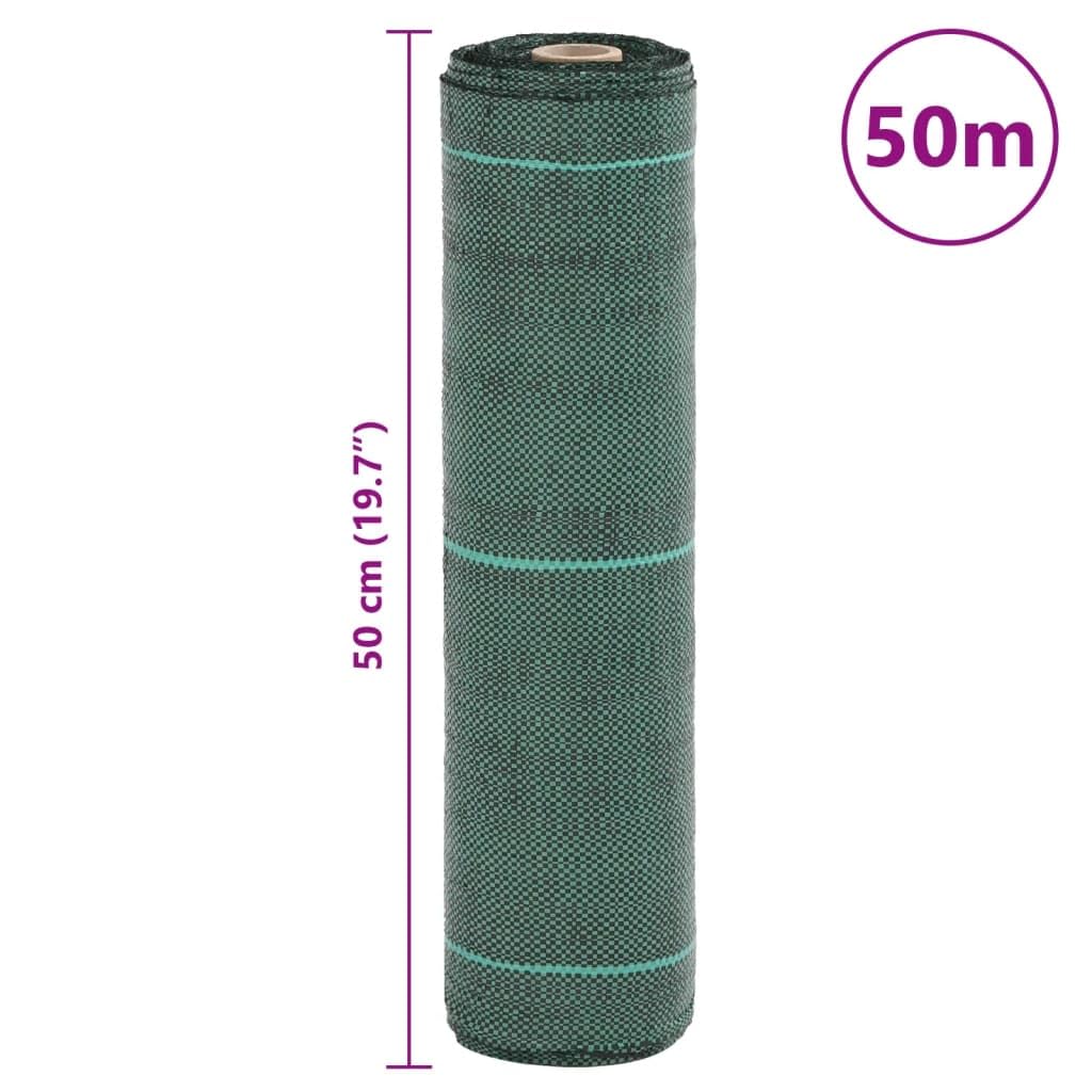 vidaXL Membrana antihierbas Verde 0,5x50 m PP