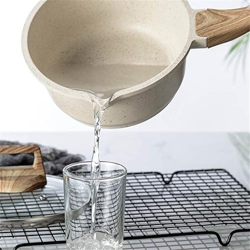 Miniatura 6 de ZLXDP - Juego de wok antiadherente con piedra de trigo arroz de cocina olla de leche caldera doble con tapa de cristal sartén para freír