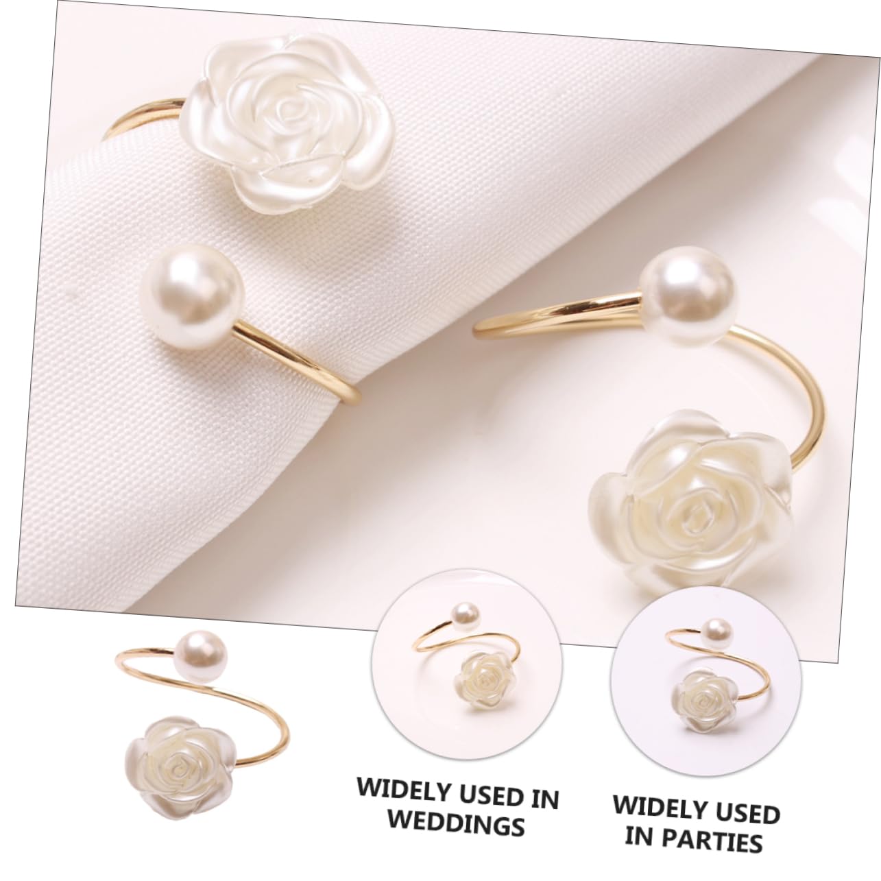 Mobestech 18stücke Teiliges Alloy Napkin Mit Perlen Und Rosen-Design Serviettenringe Für Hochzeiten Weihnachten Partys Und Besondere Anlässe