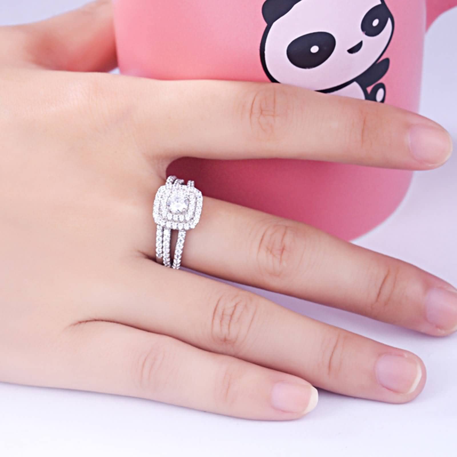 Ehering Damen Silber, Modeschmuck Ringe mit Zirkonia Freund Geschenk Vorhanden Größe 49 (15.6)-62 (19.7)