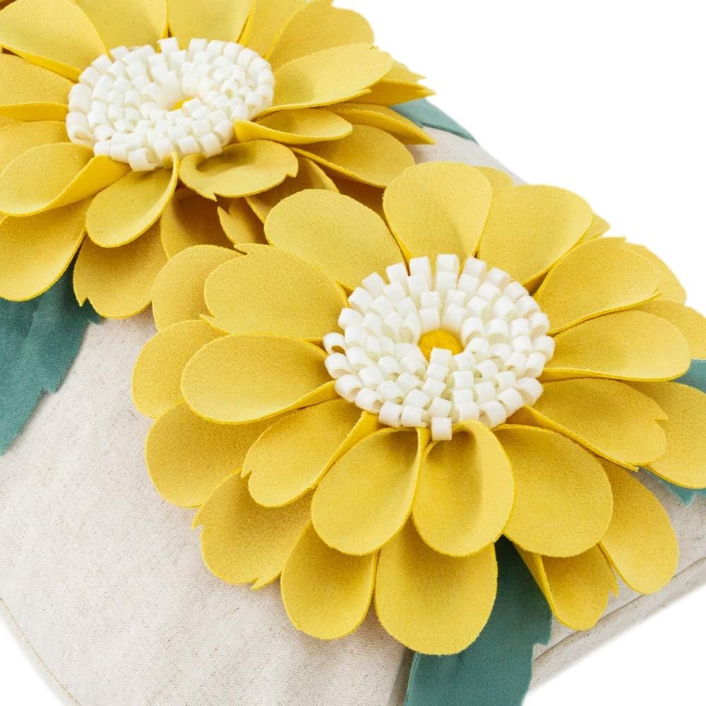 KINGROSE 3D Daisy Flower Throw Pillow Cover Decorative Accent Pillow Case Soft Cushion Cover for Sofa Bedroom Summer Spring Home Decor 12 X 20 Inches Solide Suede Yellow