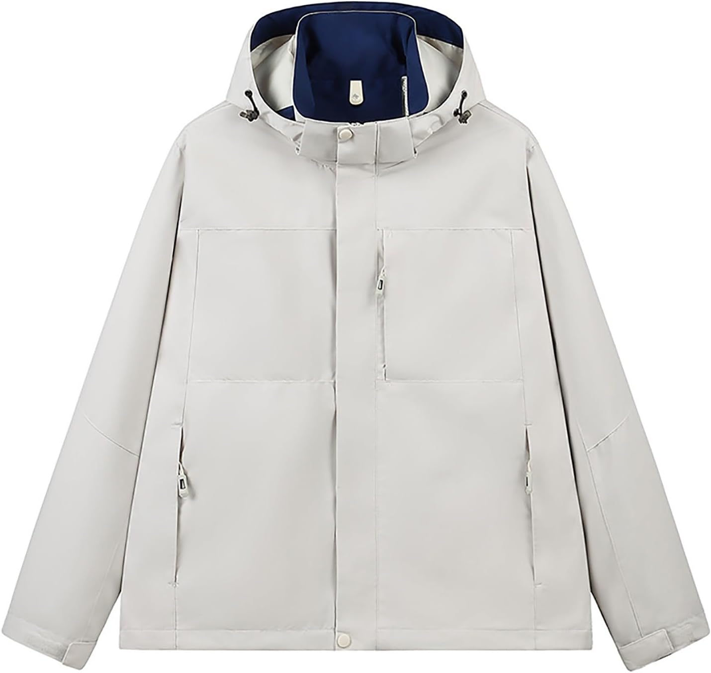 Akklian Windproof Jacket for Men Winter Casual Color Block Hooded Coat Warm Camp Hiking Windbreaker Outwear with Flap Pocket