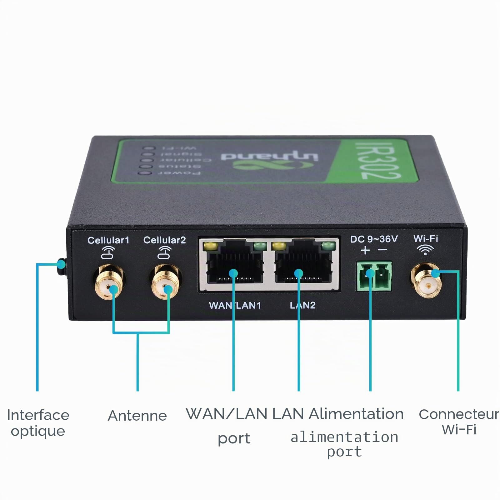 InHand Networks IR302 Routeur VPN Industriel IoT Double Carte SIM, 4G LTE Cat 4, Antenne Externe, Wi-FI, Géré Via Plateforme Cloud Compatible Toute SIM opérateurs, WLAN Camping Car Caravane Bateau