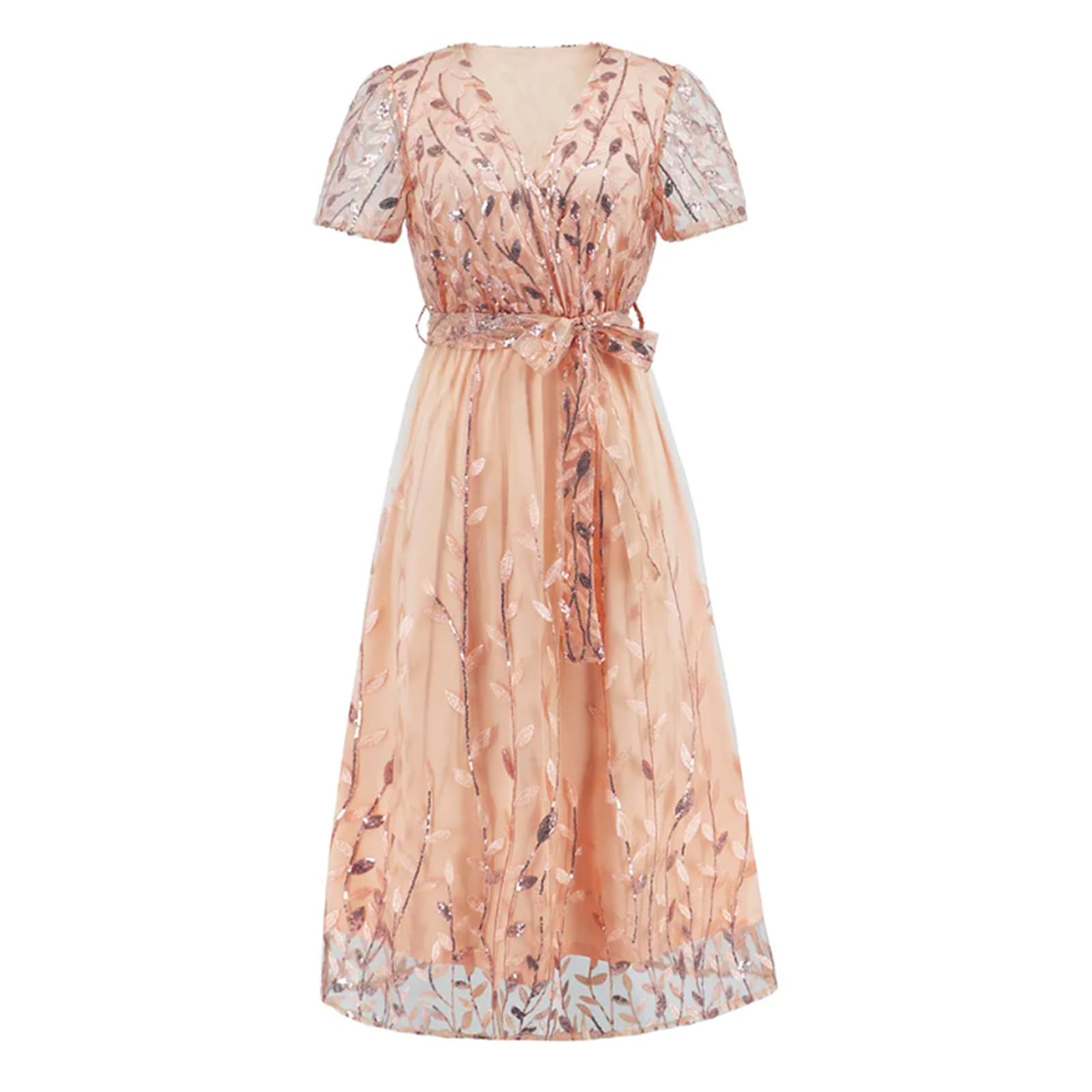 TEidea Vestito Donna Elegante Abiti Bianchi con Paillettes: Abito A Maglie A Manica Corta per Donne, Perfetto per Feste, Balli E Occasioni Speciali