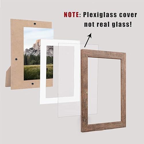 Miniatura 5 de Marcos de fotos de 5 x 7 pulgadas, color marrón con paspartú de 4 x 6 para pared y mesa