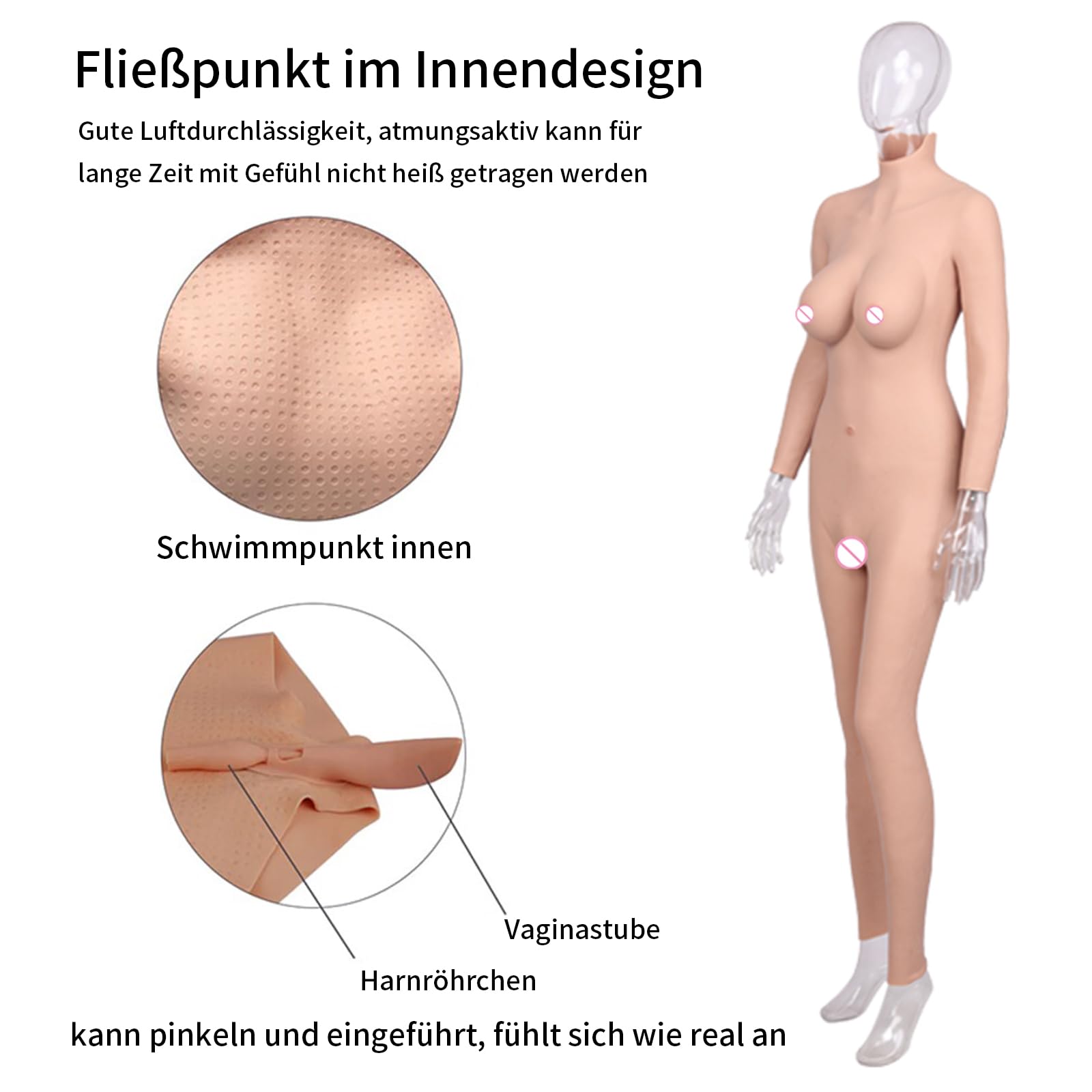 7th Generation Silikon Bodysuit mit Silikon Füller No-Öl Silikon Brüsten Body Suit für Crossdresser Drag Queen Transgender Shemale Cosplay