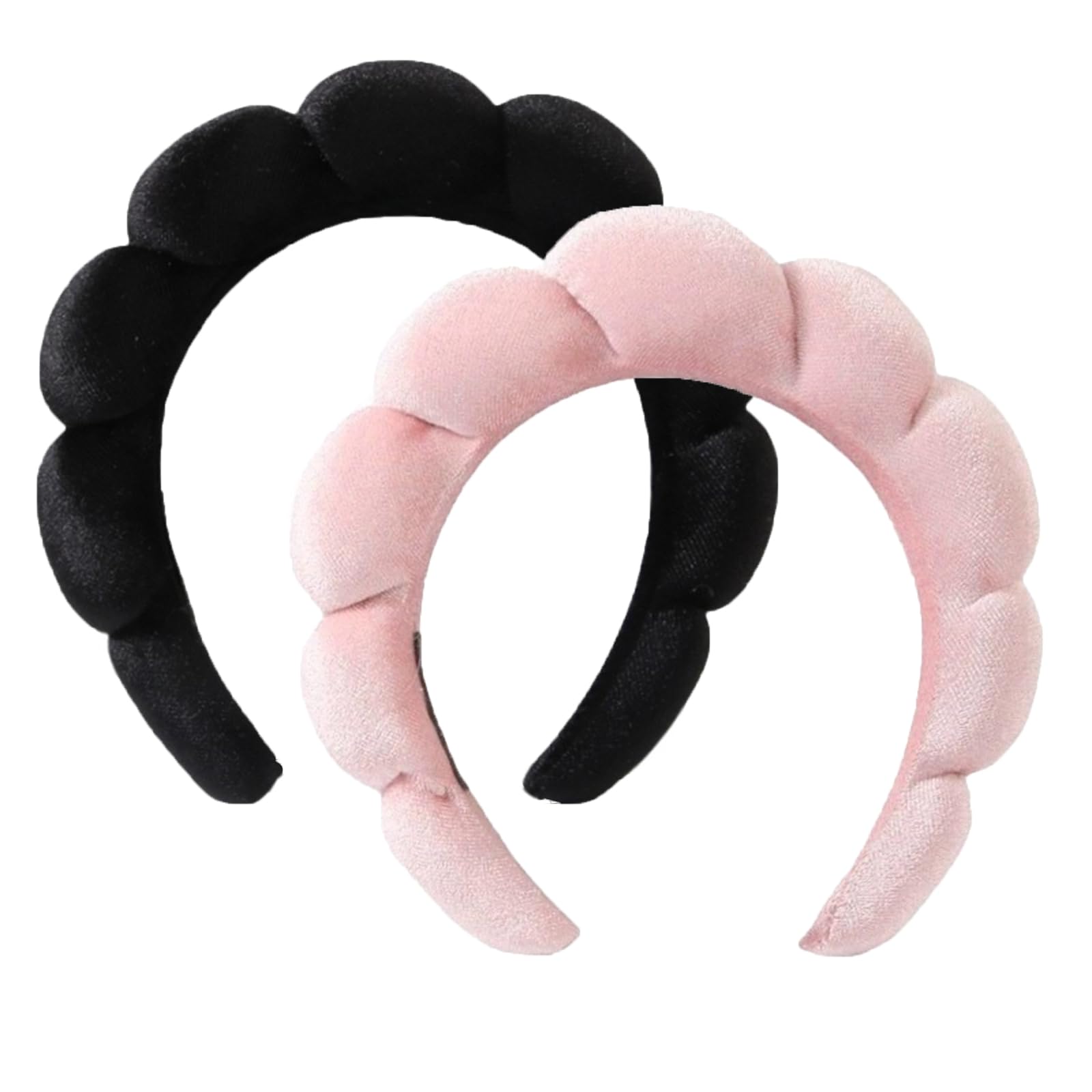 Ling & Bai 2Pcs Spa Headbands Soft Makeup Headband for Women Velvet Skincare Hairband Hair Accessories for Face Washing Shower Facial Mask (Black,Pink