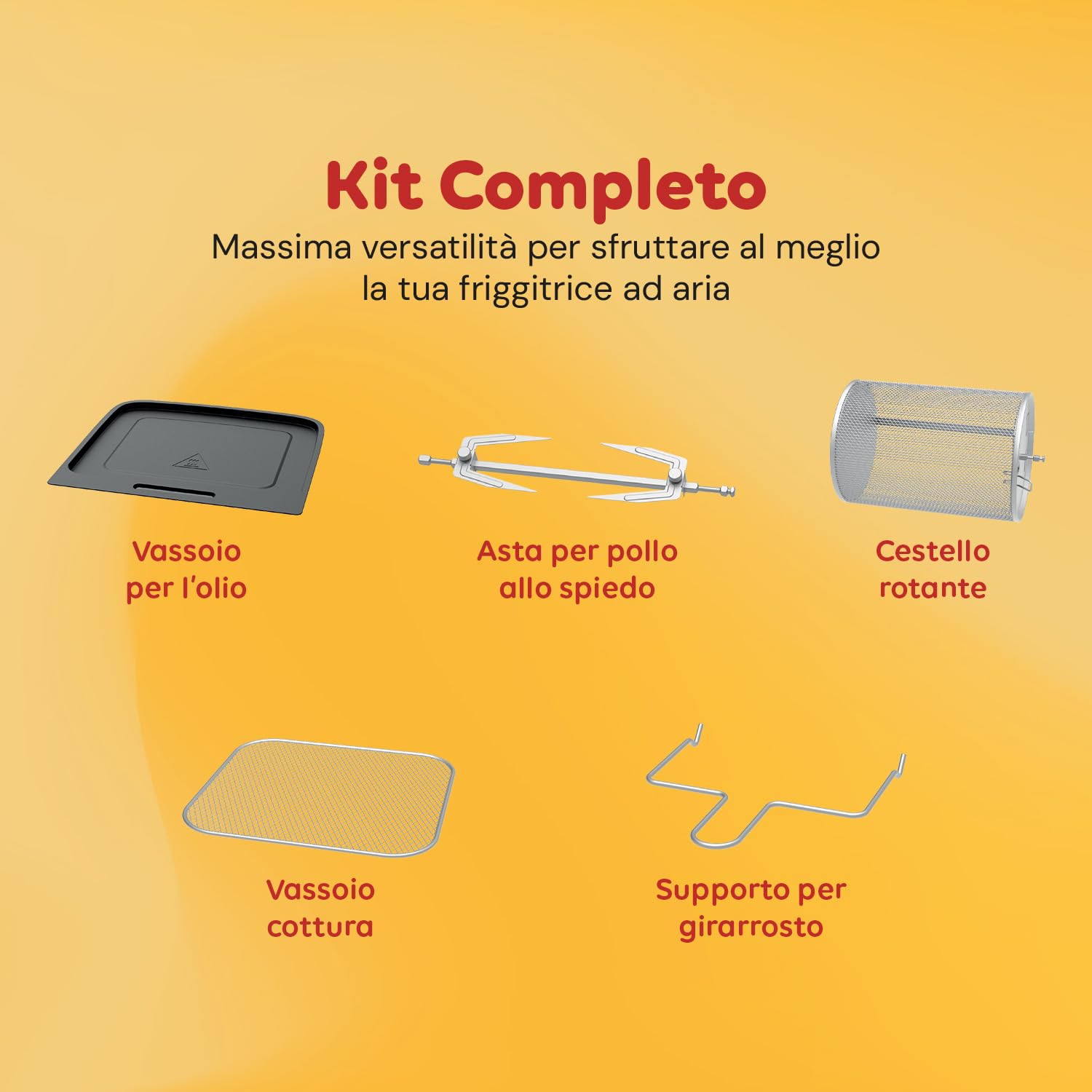 Wintem - TurboFry Friggitrice ad Aria XXL 12L con Display Touch, 10 Programmi, Accessori Inclusi e Ricettario per Cottura Senza Olio, Ideale per Grigliare, Arrostire e Cuocere in Modo Sano