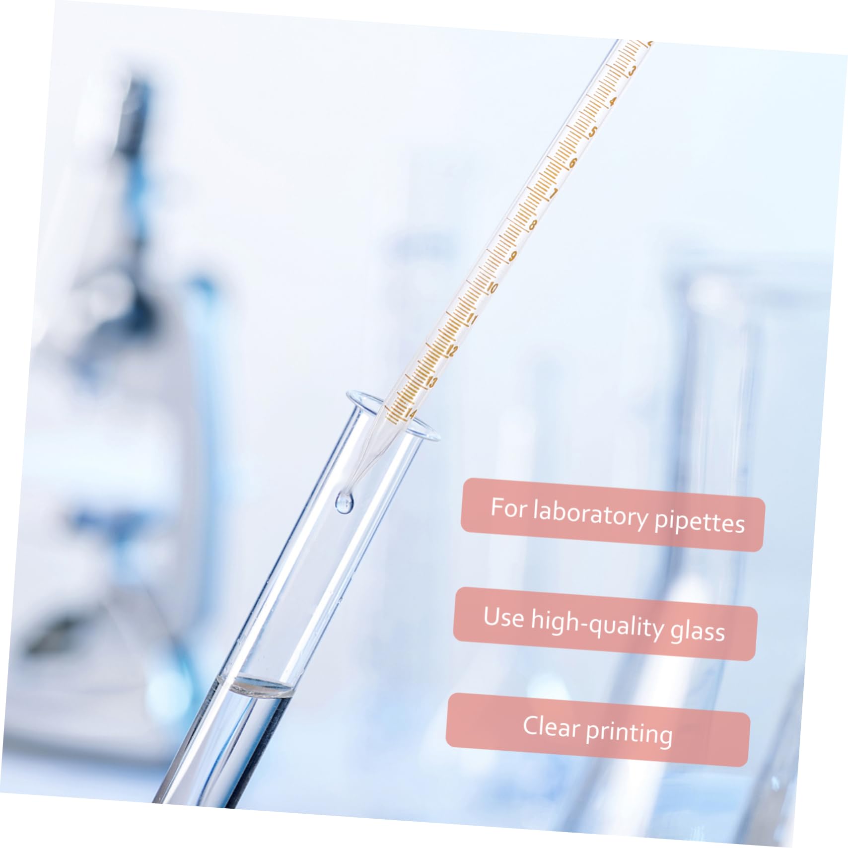 Cabilock 20 Stück Graduierte Glaspipetten mit Gerader Spitze 15ml Präzise Messung Leicht zu Reinigen für Laborbedarf Zufällige Farbe