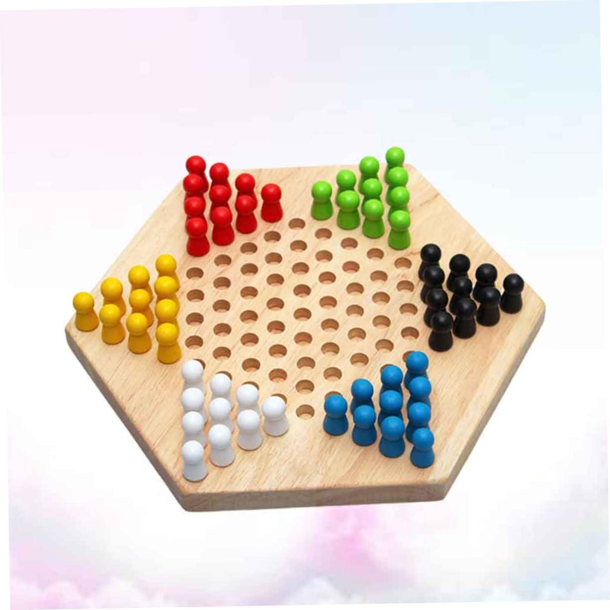 Dames Hexagonales en Bois 1 Pièce, Jeu pour Garçon et Filles et Adultes