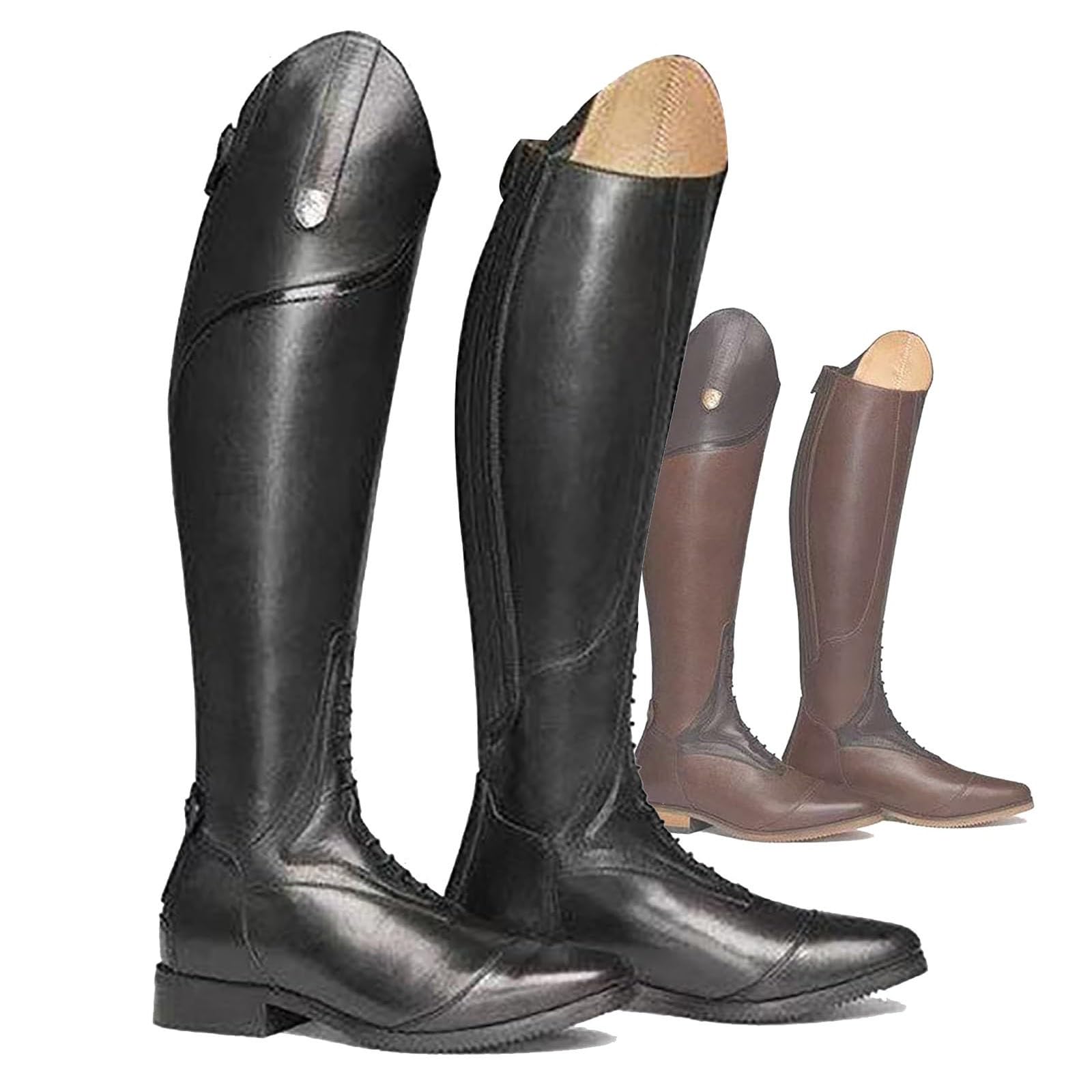 Stivali Da Equitazione (34-48), Stivali Alti Da Equitazione, Alti Fino Al Ginocchio E Con Tacco Medio (3-5 Cm), Cerniera Posteriore E Punta Affilata(Nero,35)
