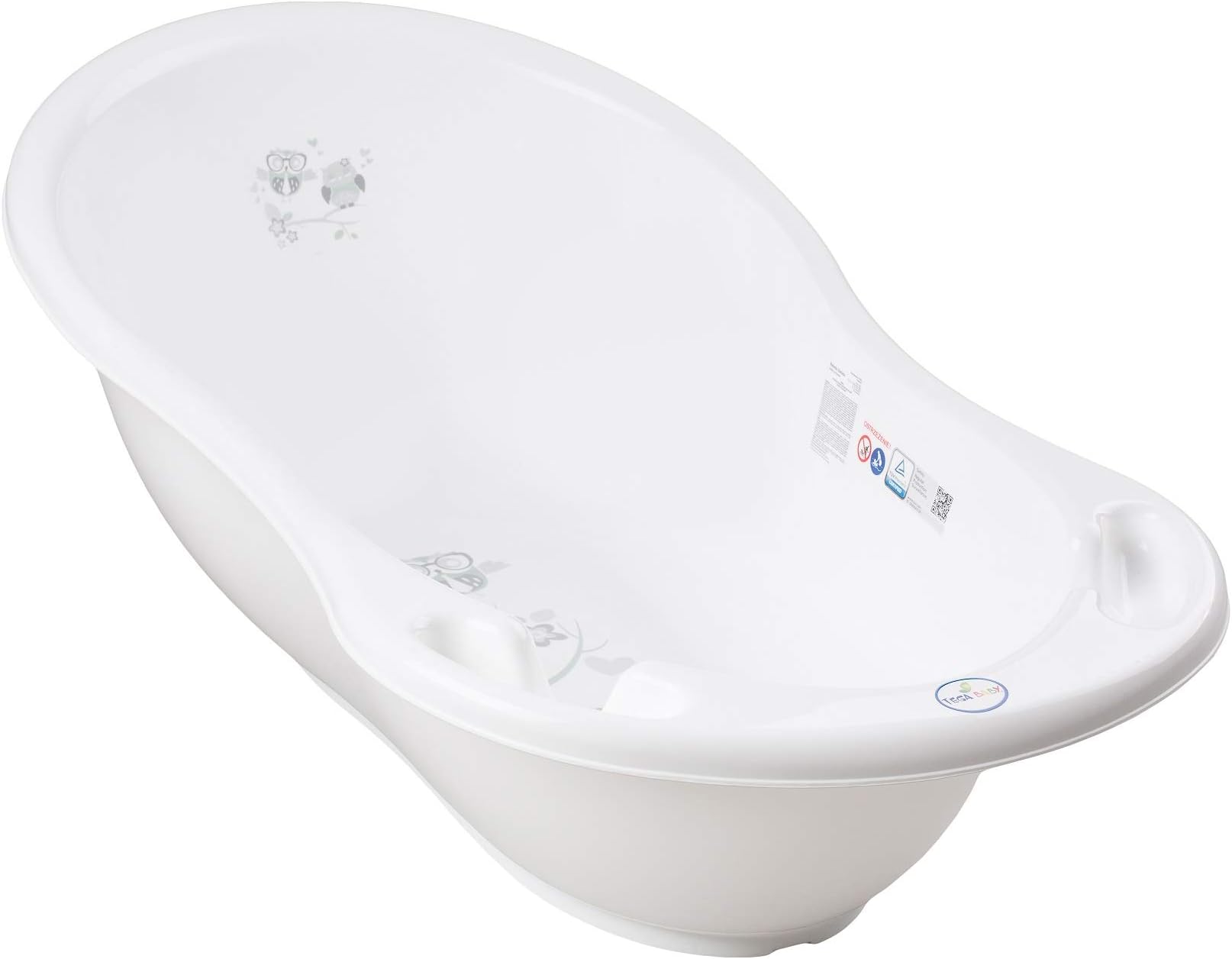 Small Baby Bath 86cm with Thermometer Animals Owls Theme (White)