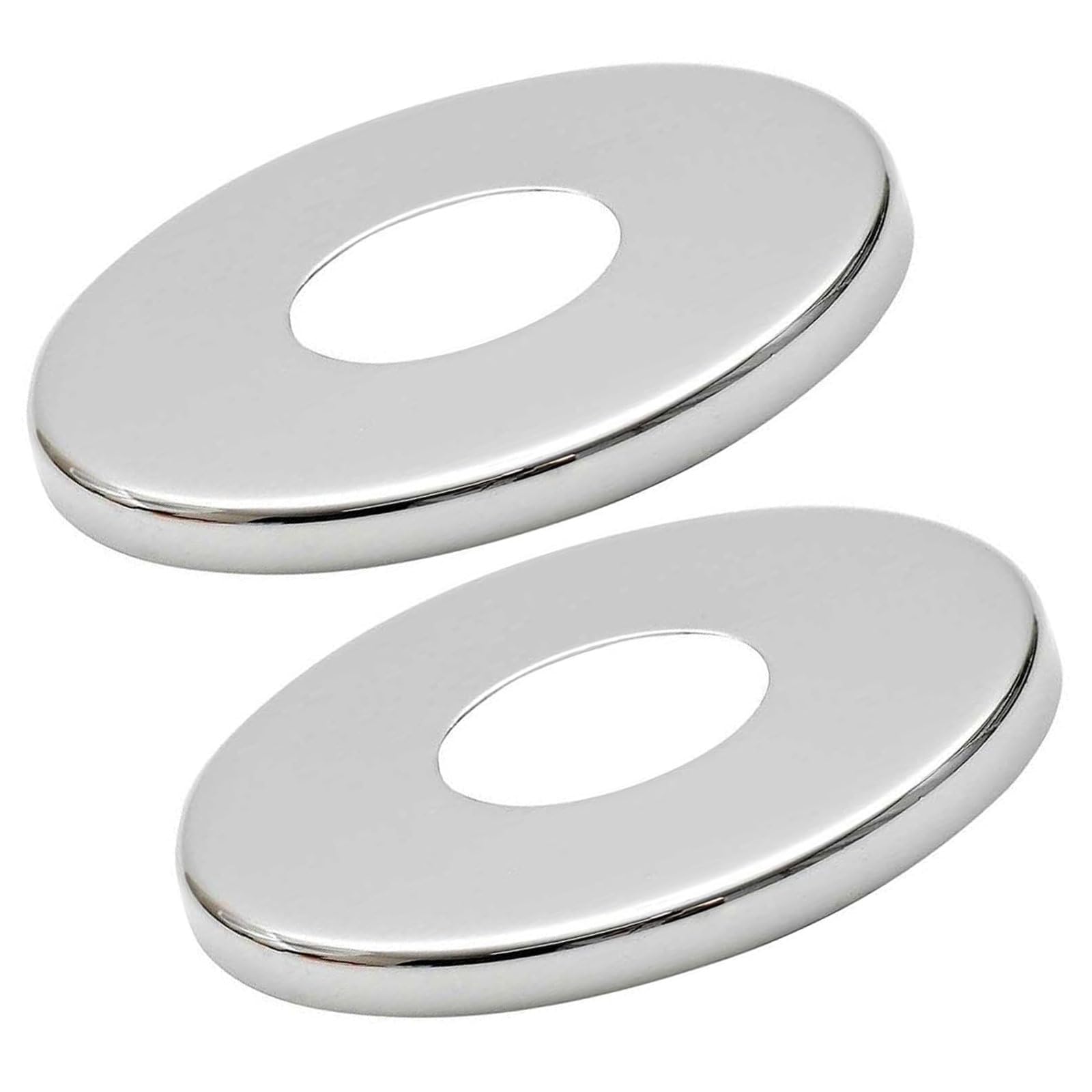 2 x 21mm G1/2 Chrome Tap Shower Pipe Cover High Collar Steel