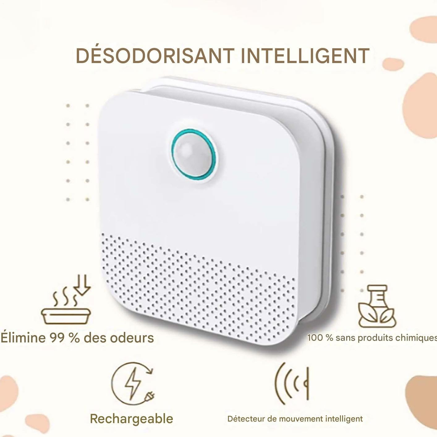 Désodorisant Pour Bac À Litière De Chat,Purificateur Air Sûr,Désodorisant Automatique pour Litière avec Détecteur de Présence - Pour Espaces Intérieurs Extérieurs Et Pièces Comme Salle De