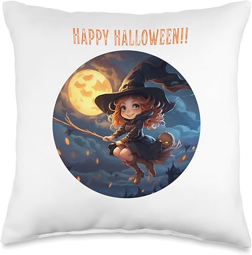 Miniatura 5 de Bonita almohada de bruja de Halloween, 18 x 18 pulgadas, multicolor