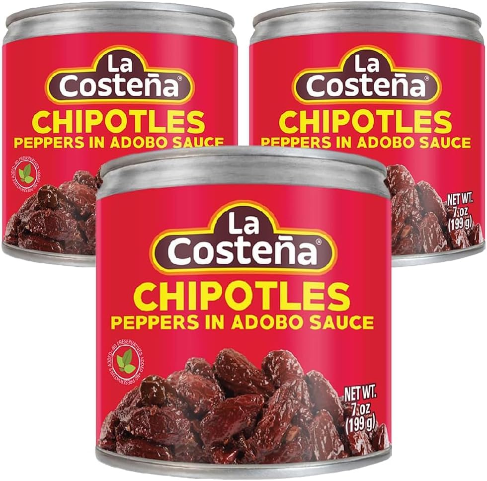 La Costena Chipotle in Adobo Sauce 199g Cans Mexican Spicy Chipotle Chillies (3 x 199g (pack of 3))
